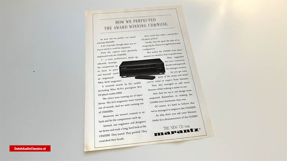 Marantz CD50 SE advertisement November 1989