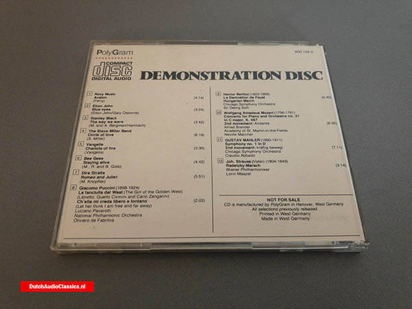 Polygram Philips Demonstration Sampler Compact Disc