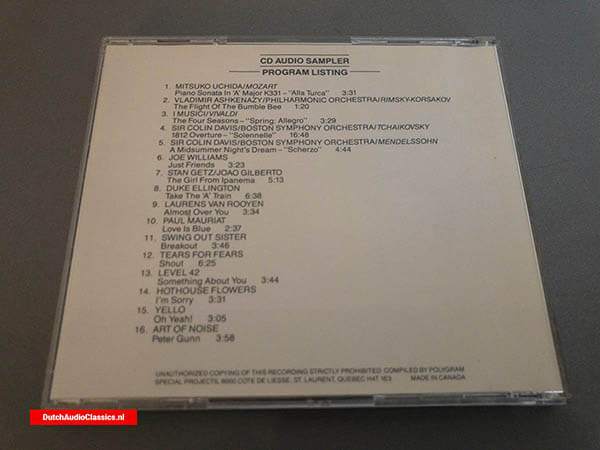 Polygram Philips Demonstration Sampler Compact Disc