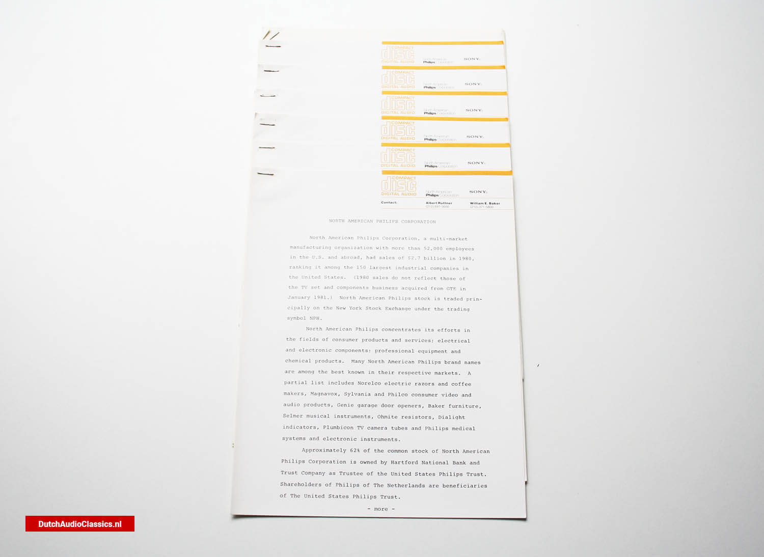 Philips/Sony press kit 27 May 1981 New York