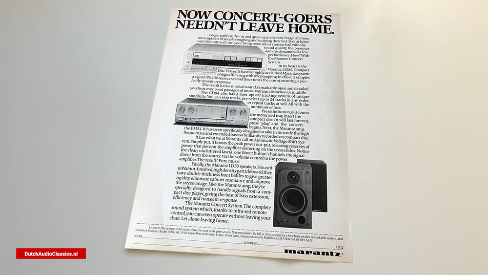 Marantz cd84 advertisement November 1984