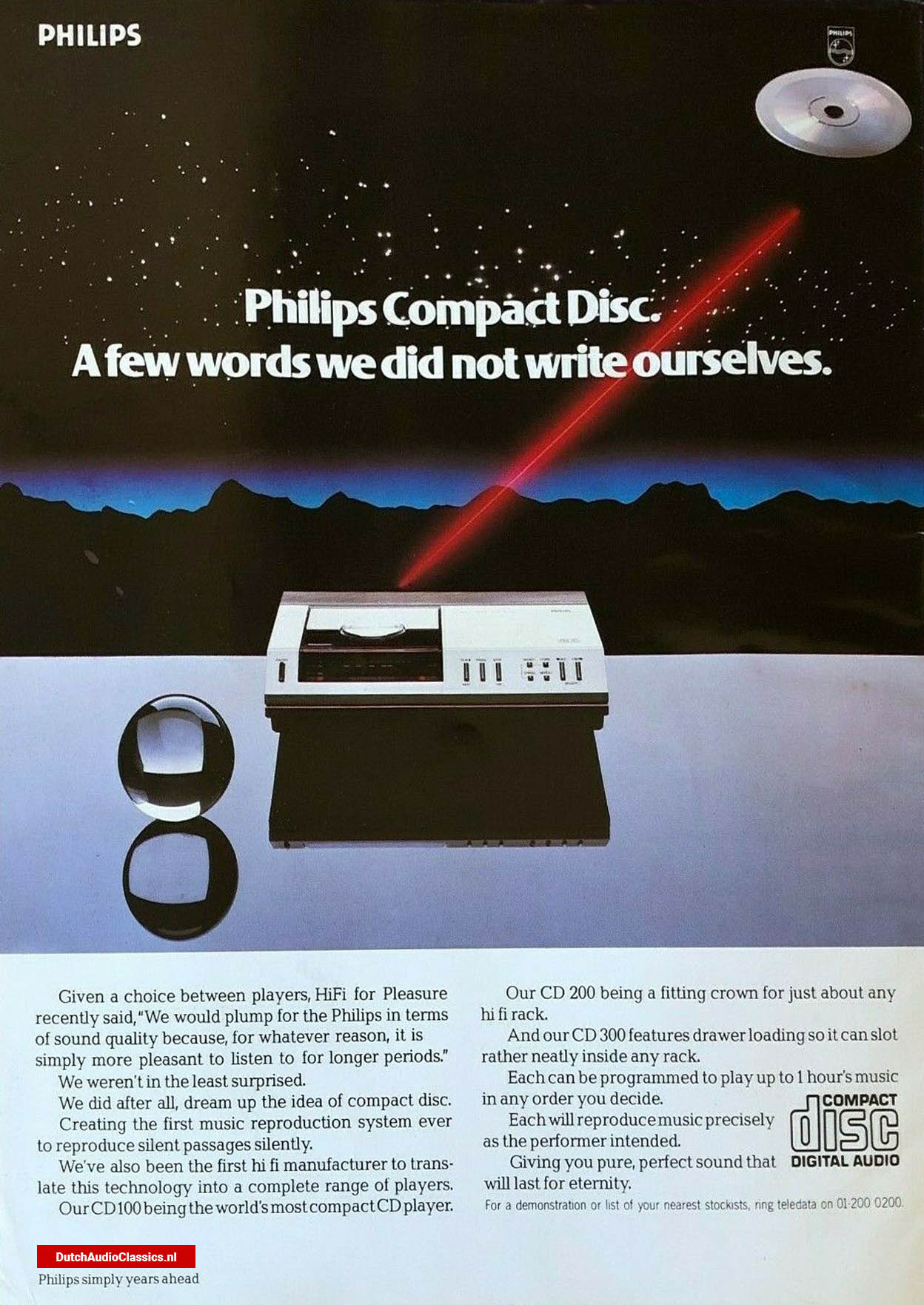 Philips CD100 advertisement August 1983