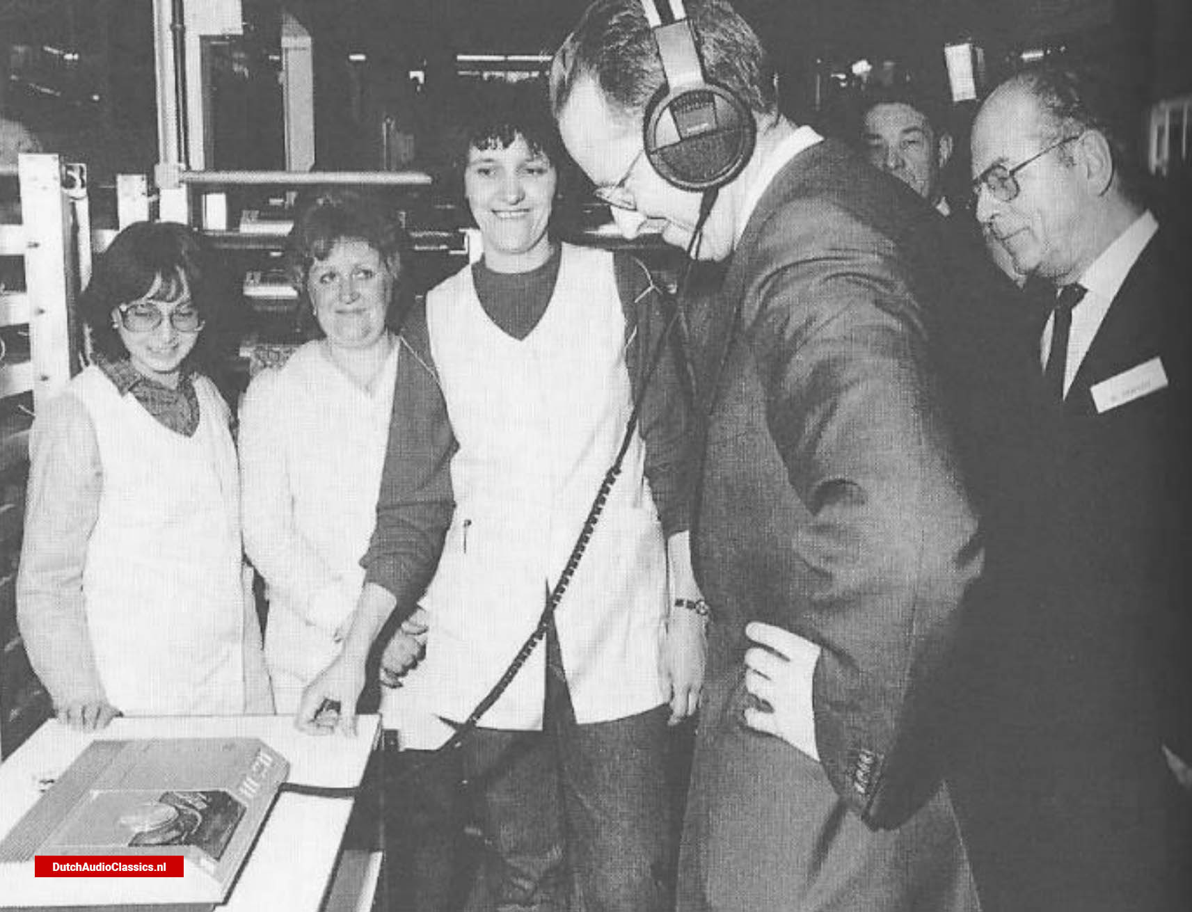 1984 April 9th, King Boudewijn of Belgium visits the Philips factory in Hasselt, Belgium.