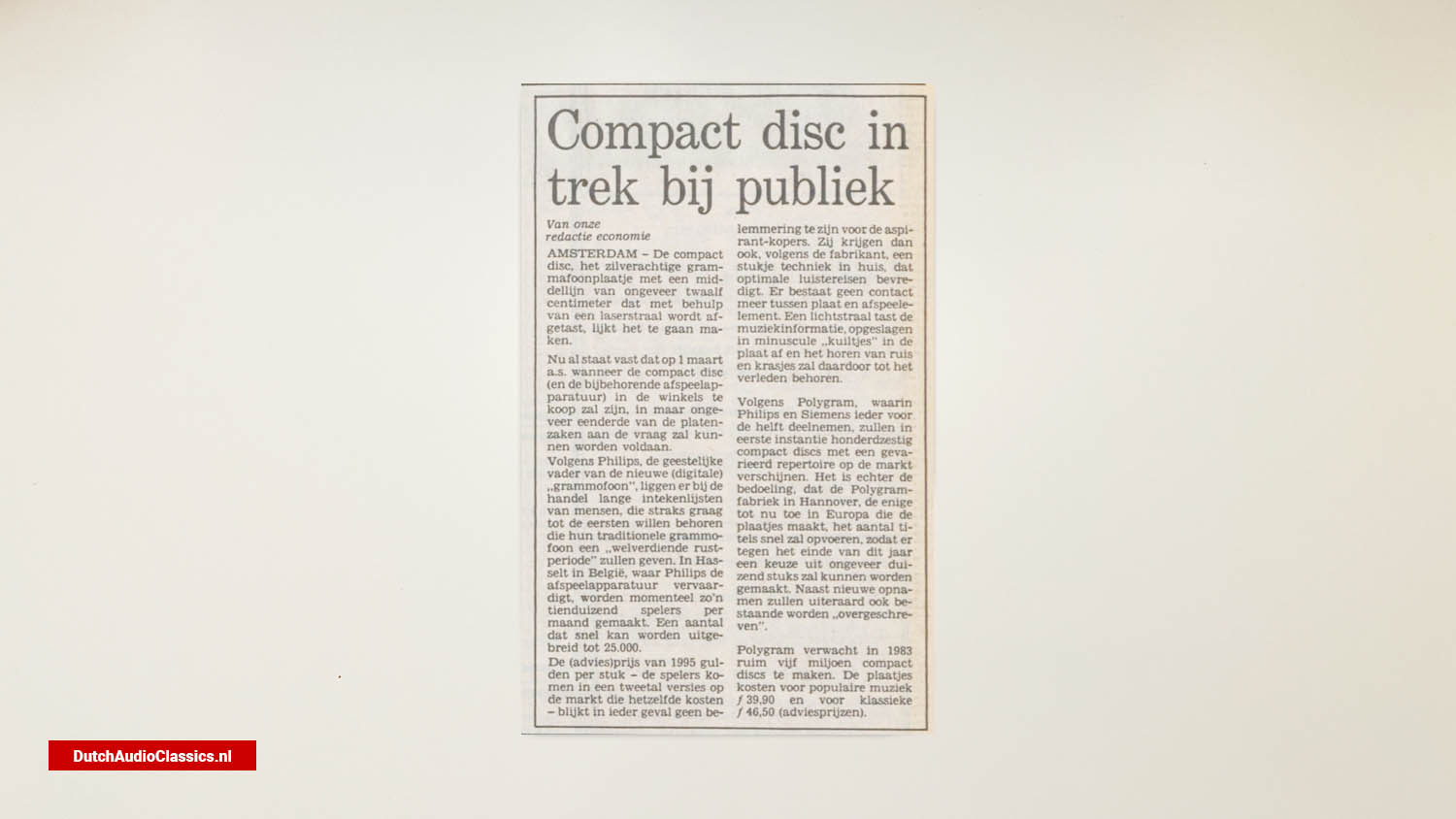 newspaper article Compact disc in demand by public