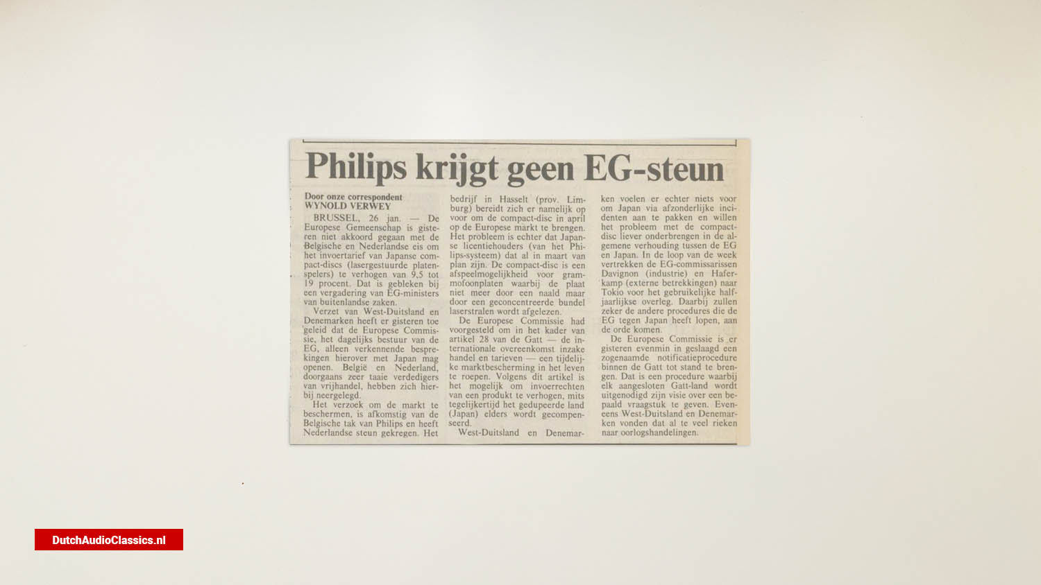 newspaper article Philips won't get EC support