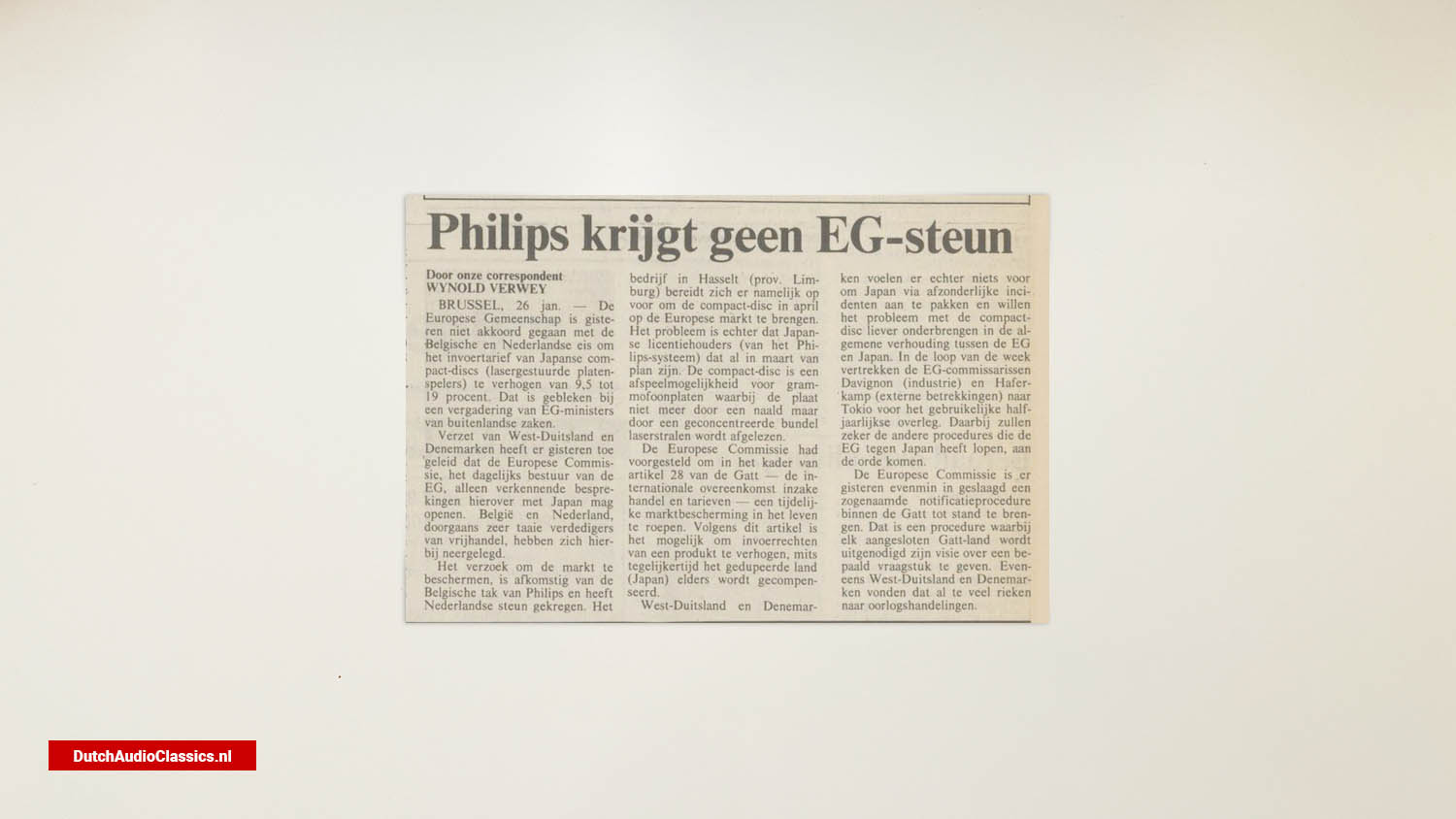 newspaper article Philips won't get EC support