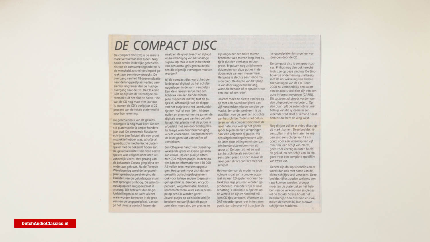 newspaper article The compact disc