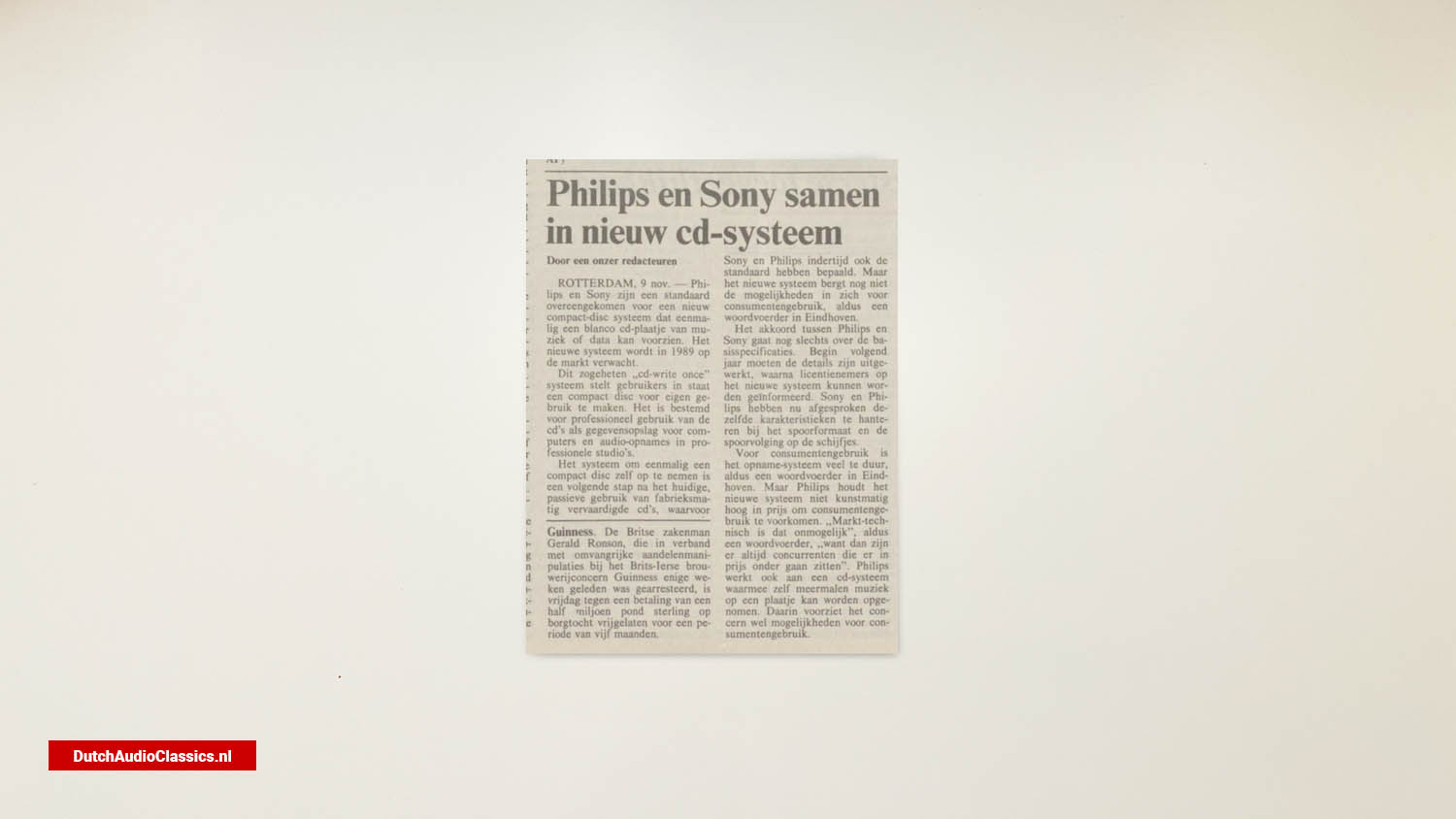 newspaper article Philips and Sony team up in new cd system
