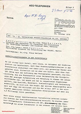 AEG Telefunken Teldec Vorschlag fur die PCM Tonplatte 1979 Technical PDF - Other