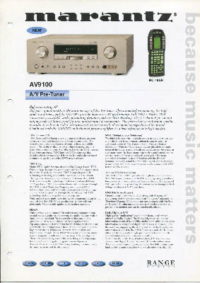 Marantz AV9100 Receiver product information 2001 English PDF - Marantz