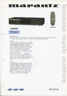 Marantz CD4000 cdplayer 2001 product information English PDF - Marantz