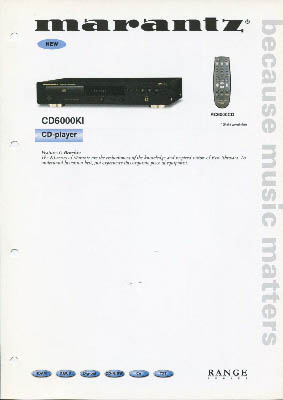 Marantz CD6000 KI cdplayer 2001 product information English PDF - Marantz