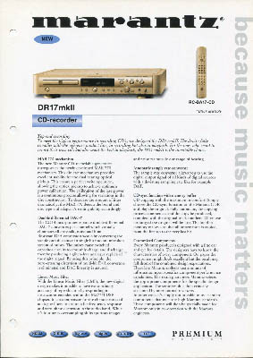 Marantz DR17 mkII cdrecorder 2001 product information English PDF - Marantz