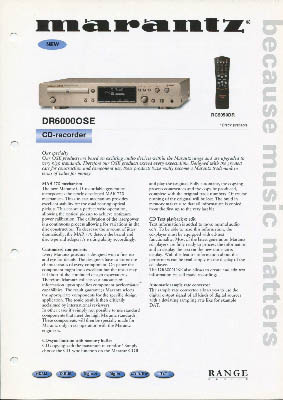Marantz DR6000 OSE cdrecorder 2001 product information English PDF - Marantz
