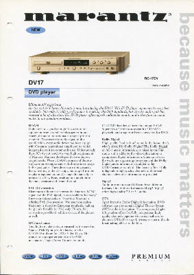 Marantz DV17 DVD Player 2001 product information English PDF - Marantz