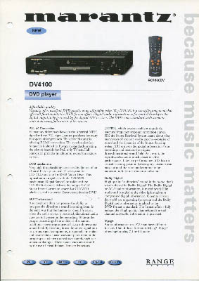 Marantz DV4100 DVD Player 2001 product information English PDF - Marantz