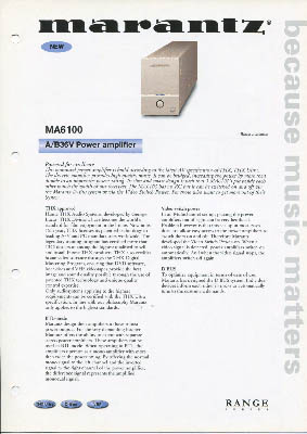 Marantz MA6100 Amplifier 2001 English product information PDF - Marantz