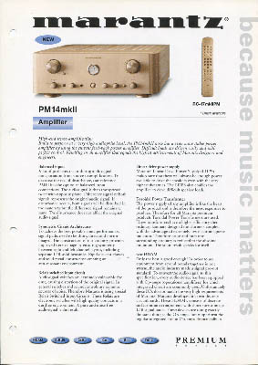 Marantz PM14 mkII Amplifier 2001 English product information PDF - Marantz