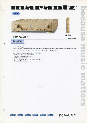 Marantz PM17 mkII KI Amplifier 2001 English product information PDF - Marantz