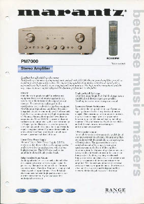 Marantz PM7000 Amplifier 2001 English product information PDF - Marantz