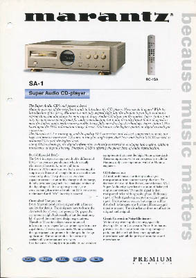 Marantz SA1 SACDplayer 2001 English Product information PDF - Marantz