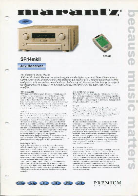Marantz SR14 mkII Receiver product information 2001 English PDF - Marantz