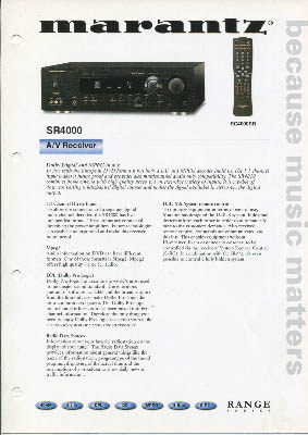 Marantz SR4000 Receiver product information 2001 English PDF - Marantz