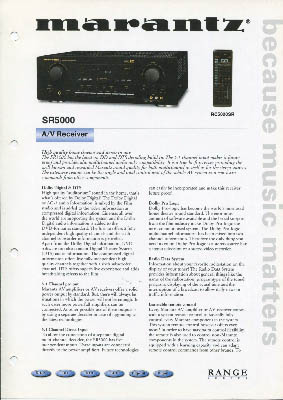 Marantz SR5000 Receiver product information 2001 English PDF - Marantz