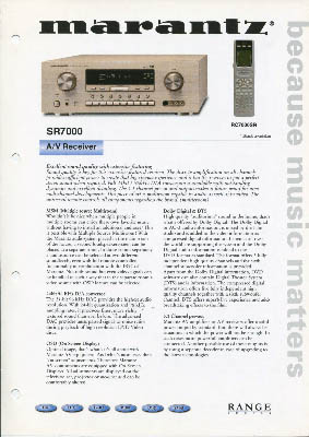 Marantz SR7000 Receiver product information 2001 English PDF - Marantz