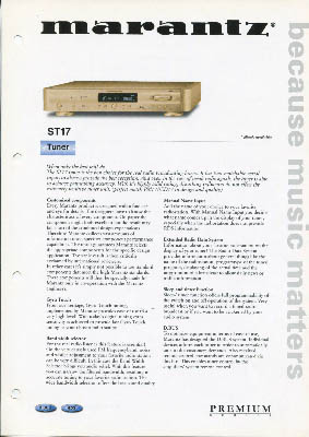 Marantz ST17 tuner 2001 product information PDF - Marantz