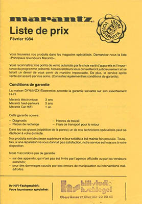 Marantz 1984 Pricelist French PDF - Marantz