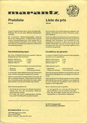 Marantz 1987 Pricelist French PDF - Marantz