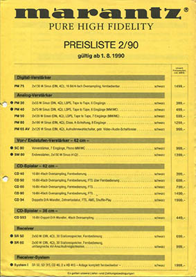 Marantz 1990 Pricelist French PDF - Marantz