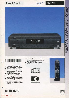 Philips CDF200 Photo cdplayer 1992 Dutch brochure PDF - Philips