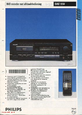 Philips DAT850 DAT recorder 1990 Dutch brochure PDF - Philips
