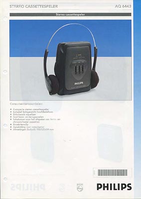 Philips AQ6443 Portable cassetteplayer 1995 product information PDF - Philips