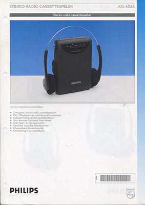 Philips AQ6524 Portable cassetteplayer 1993 product information PDF - Philips