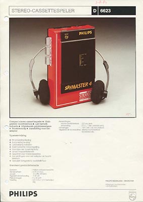 Philips D6623 Portable cassetteplayer 1984 product information PDF - Philips