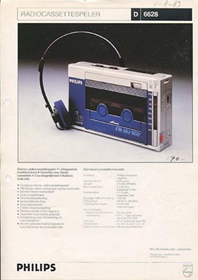 Philips D6628 Portable cassetteplayer 1983 product information PDF - Philips