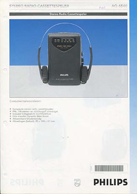 Philips AQ6540 Portable cassetteplayer 1995 product information PDF - Philips
