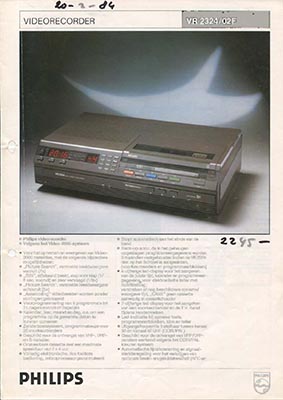 Philips VR2324 Video2000 1984 product information PDF - Philips