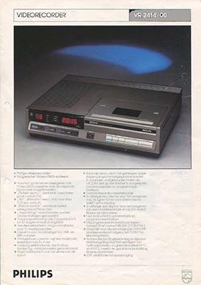 Philips VR2414 Video2000 1984 product information PDF - Philips