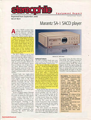 Marantz SA1 SACDplayer 2000 English Review PDF - Marantz