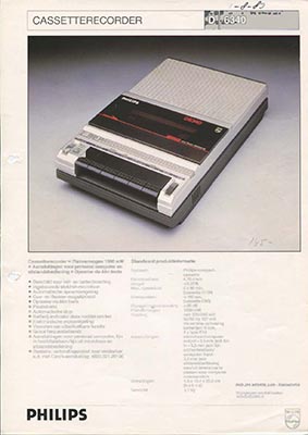 Philips D6340 Cassetterecorder 1984 product information PDF - Philips