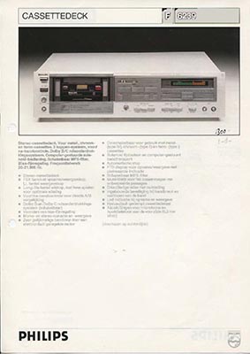 Philips F6239 cassettedeck 1983 product information PDF - Philips