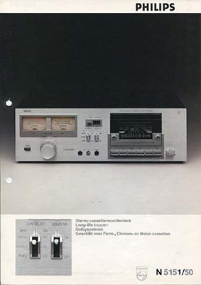 Philips N5151 Cassettedeck 1981 product information PDF - Philips