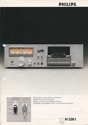Philips N5361 Cassettedeck 1979 product information PDF - Philips