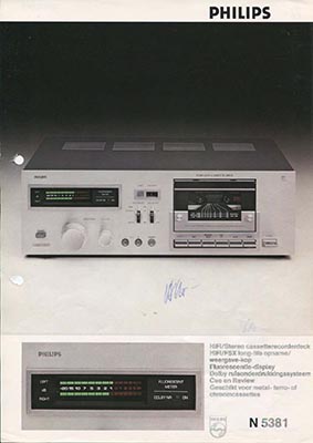 Philips N5381 Cassettedeck 1980 product information PDF - Philips