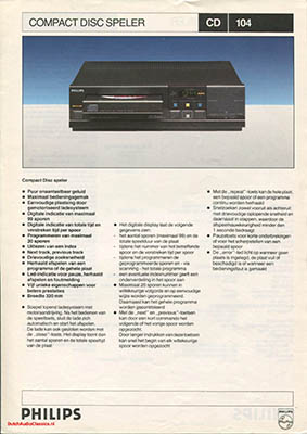 Philips CDPlayer cd104 1984 Dutch PDF - Philips