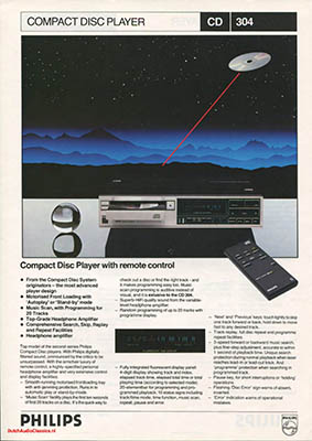 Philips CD304 cdplayer 1984 English product information PDF - Philips